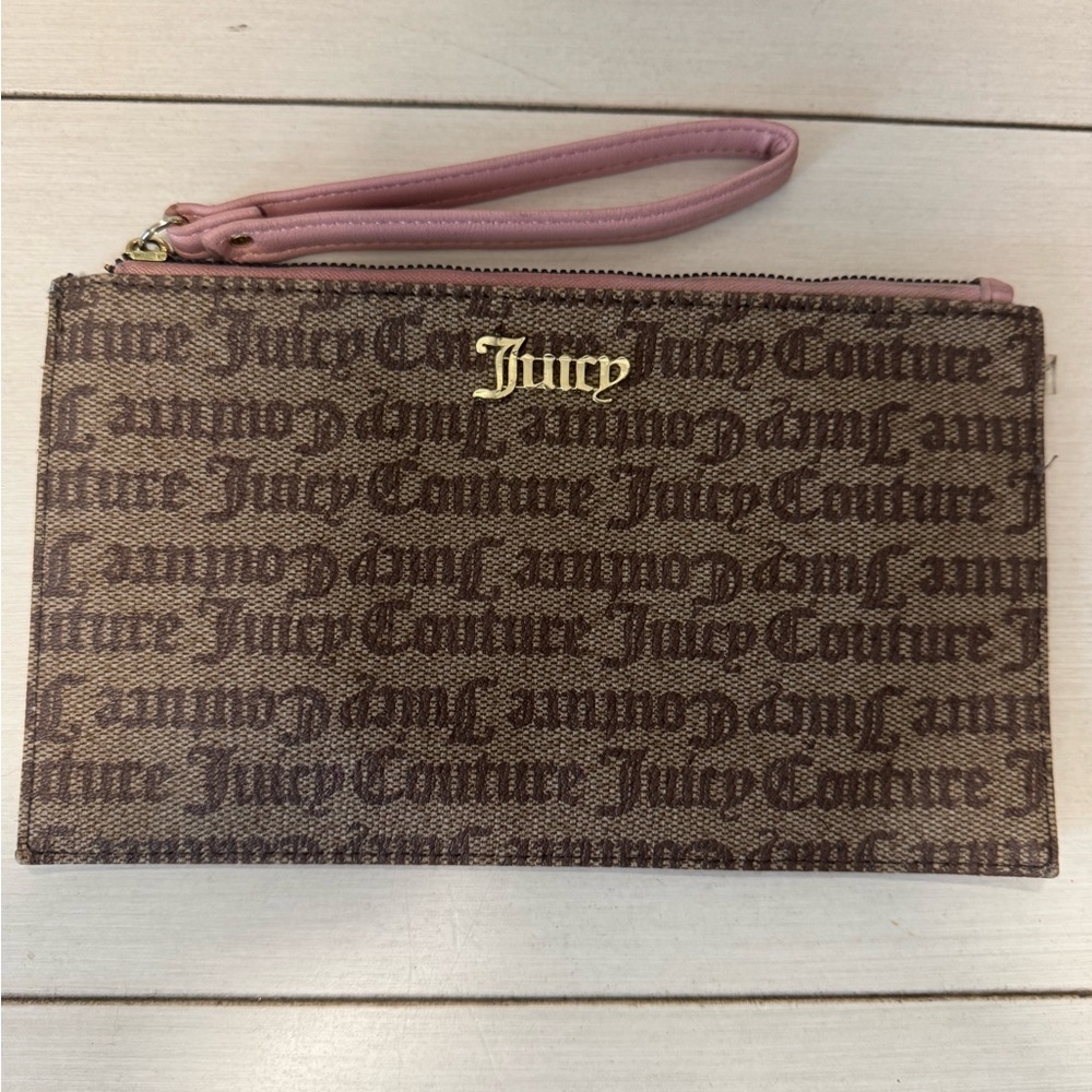 Juicy Couture Brown and Pink Wristlet 6x9